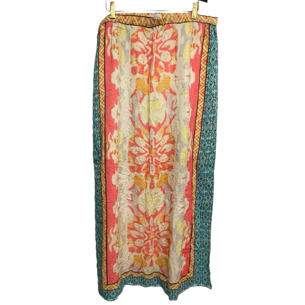SUNDANCE Maxi Skirt Straight Side Slit Lined Colorful Size Large